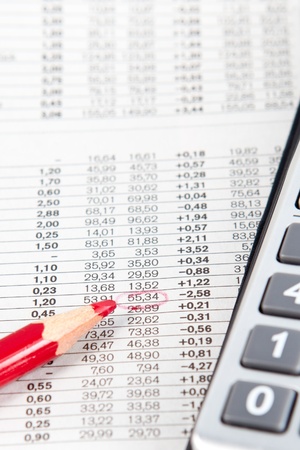 Course List with calculatorの写真素材