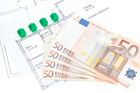 Houses with banknotesの写真素材
