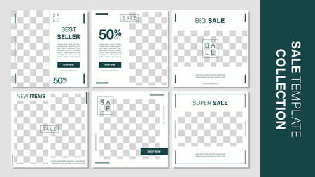 Sale template collection for promotion sale. Promotion sale square banner for social media  website  or internet ads. Vector illustrationのイラスト素材