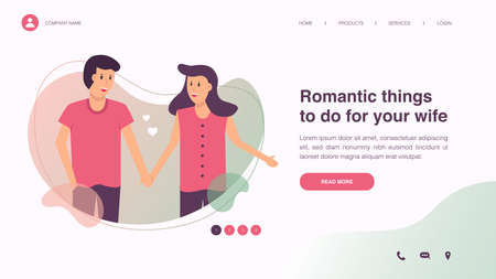 Ways to build a healthy relationship. Web page design with lifestyle or wedding concept for website and mobile website development. Flat vector illustration.のイラスト素材
