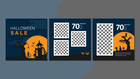 Happy halloween sale banner template for online shop or social media ads. Big sale halloween holiday event. Flash sale on halloween. Halloween vector illustrationのイラスト素材