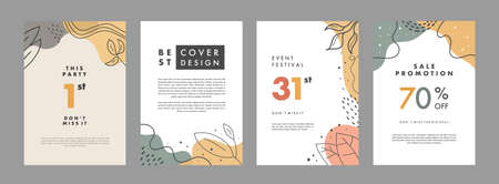 Set of abstract creative artistic templates. Universal cover Designs for Annual Report, Brochures, Flyers, Presentations, Leaflet, Magazine.のイラスト素材