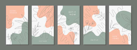 Trendy abstract universal template with nature concept. Able to use for social media posts, stories, mobile apps, banners design, web or internet ads.のイラスト素材