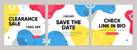 Sale square banner template for social media posts, mobile apps, banners design, web or internet ads. Trendy abstract square template with colorful concept.のイラスト素材