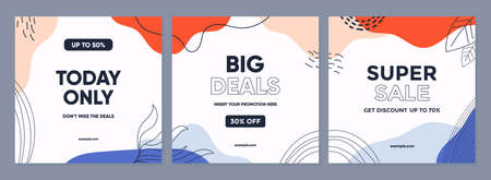 Sale square banner template for social media posts, mobile apps, banners design, web or internet ads. Trendy abstract square template with colorful concept.のイラスト素材