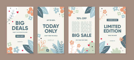 Trendy abstract template for promotion sale with floral nature concept. Able to use for social media...
