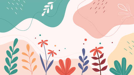 Floral background with pastel color. Able to use for banners, web header, or internet ads.のイラスト素材