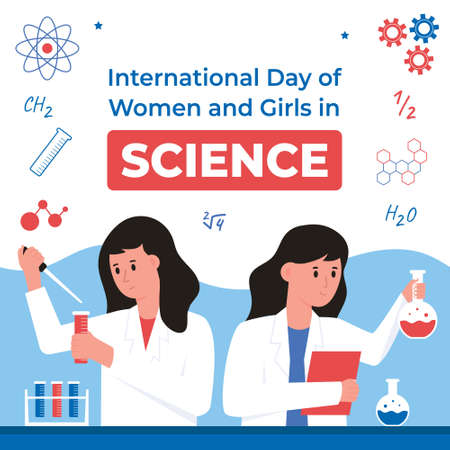 Internation Day of Women and Girls in Science Poster Celebration Designのイラスト素材