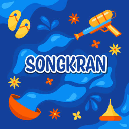 Song kran Social Media Celebration Post Banner Designのイラスト素材