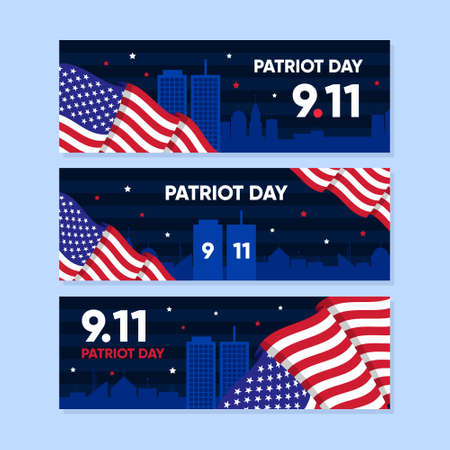 Patriot Day USA Celebration Day Banner Collection Setのイラスト素材