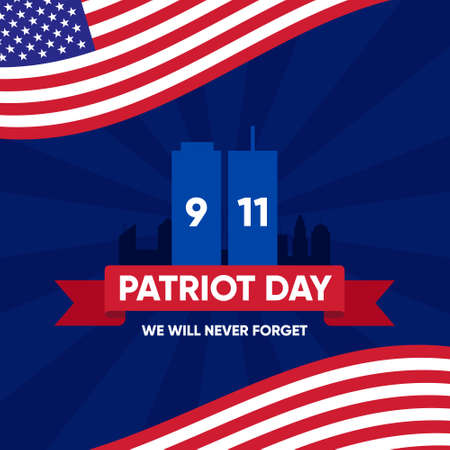 Patriot Day USA Celebration Day Square Banner For Social Media Post, Feed, Greeting Card, or...