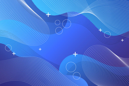Abstract Lines and Waves Background With Memphis Geometric. Banner Design Template For Social Media And Websites.のイラスト素材