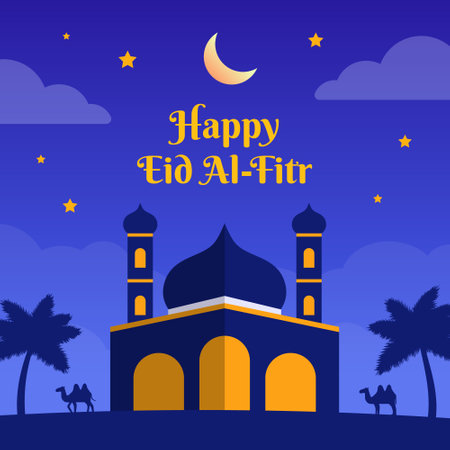 A poster for the celebration of eid al fitrのイラスト素材