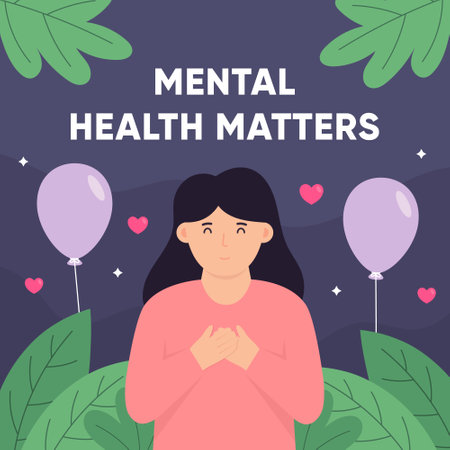 Mental Health Matters Poster. World  Mental Health Day Celebration for Social Media Post or Advertisingのイラスト素材