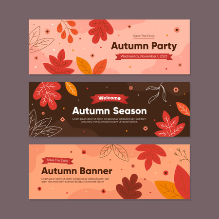 Autumn season banner template collection setのイラスト素材