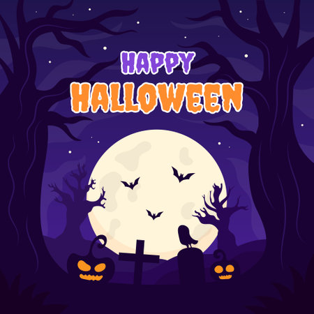 Happy Halloween Celebration Template for Greeting Card, Invitation, or Social Media Postのイラスト素材