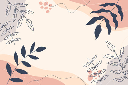 Hand Drawn Abstract Leaves Doodle Background for Wallpaper or Presentationのイラスト素材