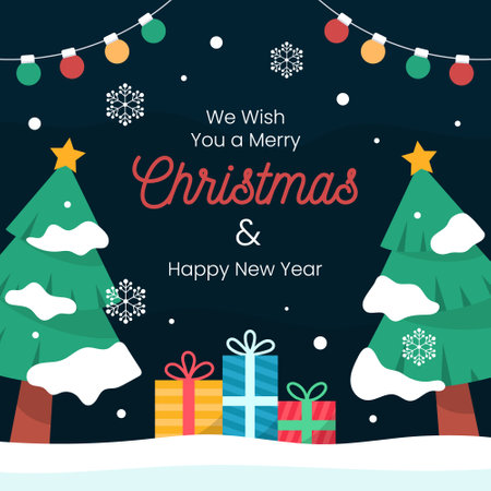 Abstract design square background social media for Christmas and New Year celebrationのイラスト素材