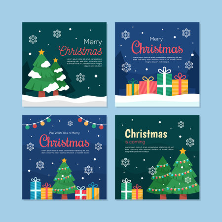 Abstract design square background social media for Christmas and New Year celebration. Winter Holidays square templatesのイラスト素材