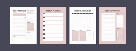 Set Of Planner Journal Organizer Form Template for Business, School Education or Universityのイラスト素材