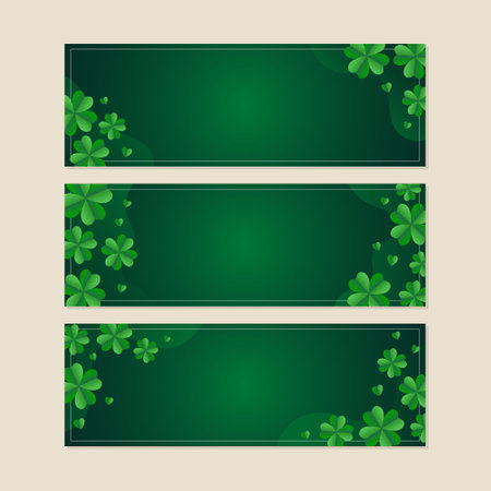Shamrock Clover Gradient Green Horizontal Banner Templateのイラスト素材