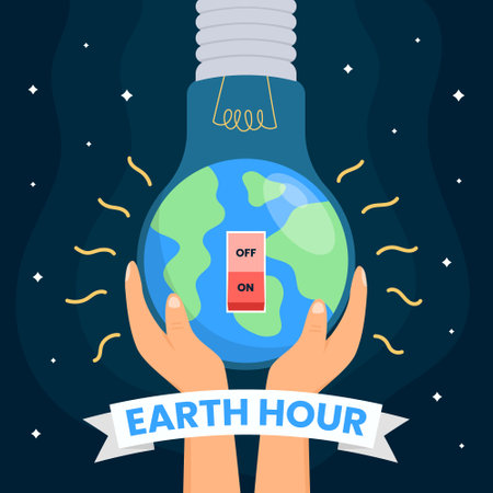 Earth Hour Day Illustration with Planet inside Bulb and Light Switchのイラスト素材