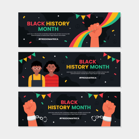 Black History Month Celebration Horizontal Banner Template Setのイラスト素材
