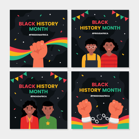 Black History Month Social Media Post Template Collection Setのイラスト素材