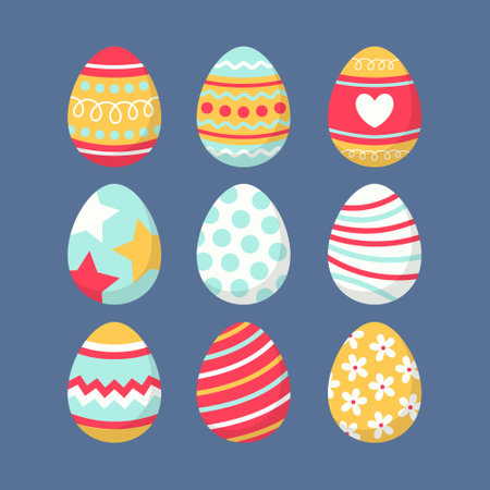 Easter Egg Icon Collection Set with Colorful Patternのイラスト素材