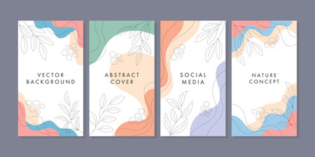 Trendy abstract universal template with nature concept. Able to use for social media posts, stories, mobile apps, banners design, web or internet ads.のイラスト素材