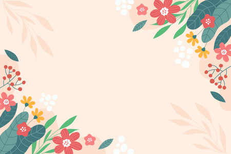 Hand Drawn Abstract Leaves Pastel Colors Background for Wallpaper or Presentationのイラスト素材