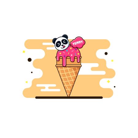 ice cream cute with a head baby pandaのイラスト素材