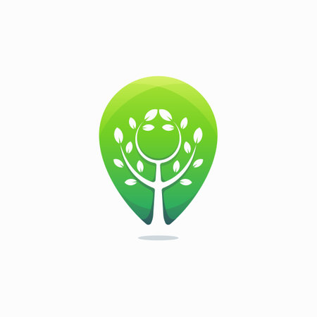 Modern green pin tree logo templateのイラスト素材