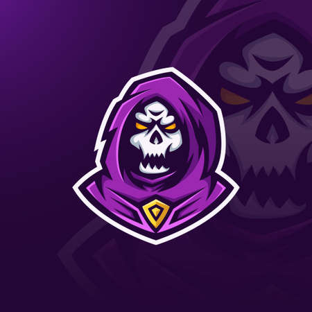 Dark witch skull mascot e sport logo templateのイラスト素材