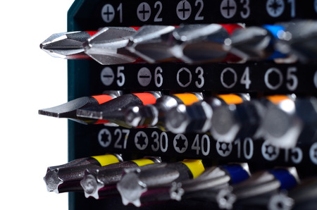 Set of screwdriver bits in box.の写真素材