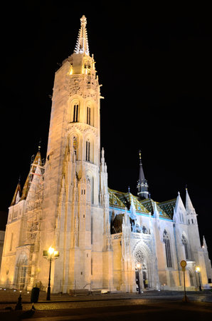Evening landscape of Budapest. Matthias Church.のeditorial素材