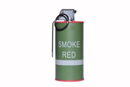 Smoke grenade on white backgroundの写真素材