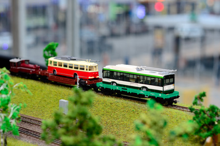 Train model on the railwayの写真素材