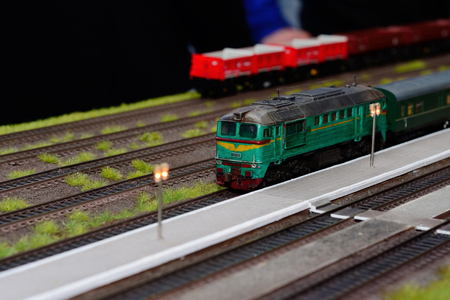 Train model on the railwayの写真素材