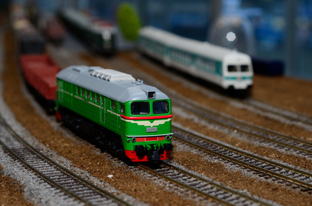 Train model on the railwayの写真素材