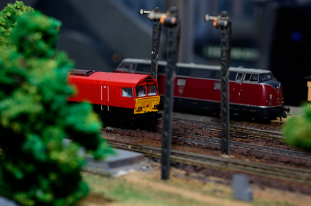 Train model on the railwayの写真素材