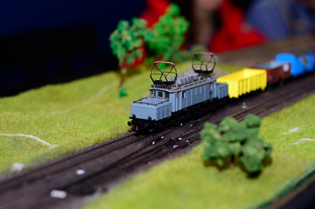 Train model on the railwayの写真素材