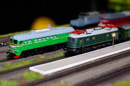 Train model on the railwayの写真素材