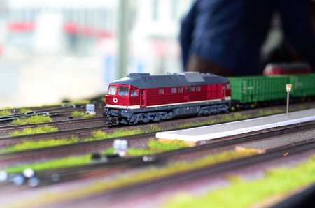 Train model on the railwayの写真素材