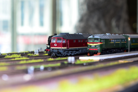 Train model on the railwayの写真素材