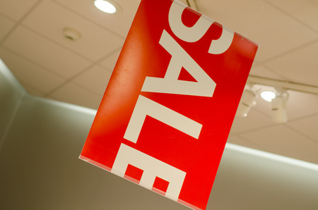 Signs of sale in the store