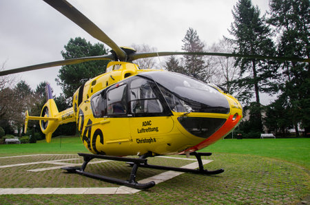 Soest, Germany - December 23, 2017: ADAC Medical emergency helicopter (Luftrettung) Eurocopter EC-135 P2のeditorial素材