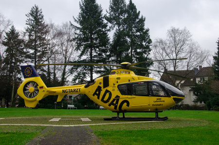 Soest, Germany - December 23, 2017: ADAC Medical emergency helicopter (Luftrettung) Eurocopter EC-135 P2のeditorial素材