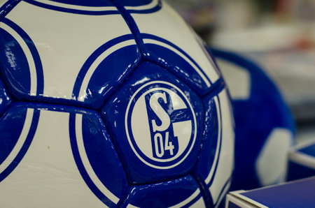 Soest, Germany - December 27. 2017: Ball with logo FC Schalke 04のeditorial素材