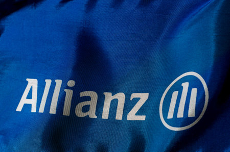 Soest, Germany - January 3, 2018: Close-up Flag of Allianz. Allianz SE is a European financial services company headquartered in Munich, Germany.のeditorial素材